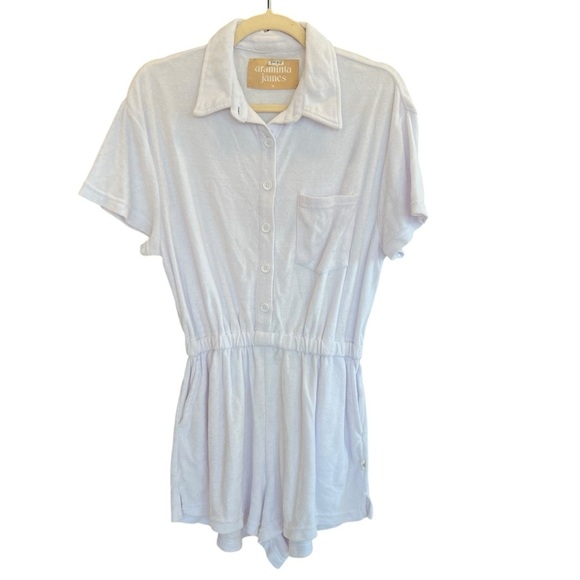 Araminta James Terry Romper Daisy White Medium Pool Beach Vacation Casual - Picture 3 of 7